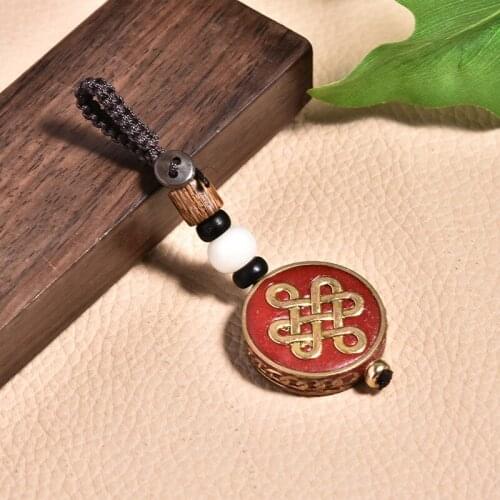 Vintage Car Keychain Bodhi Amulet Pendant Mens and Womens Prayer Peace Key Ring Nepal Handmade Jewelry Jewelry Accessories