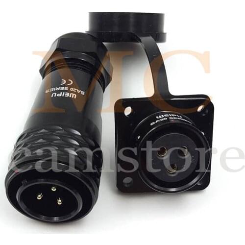 WEIPU SA20 Series 3pin Waterproof Connectors, SA2010/P2B SA2013/S2B Panel Mount Plug Socket Aviation Connector