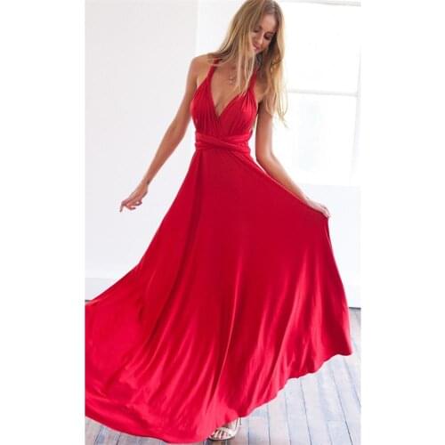 Summer Sexy Long Dress 2019 Bridesmaid Multi Way Wrap Convertible Maxi Red Dresses Strapless Hollow Out Party Bandage Vestidos
