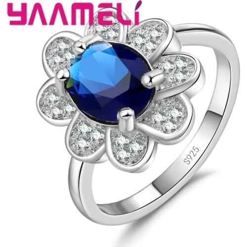 High Quality Spring Hot Travel Essentials 925 Sterling Silver Ring Colorful Stones Crystal Cubic Zirconia Flower Shapes
