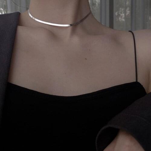 Women Silver Necklace Gold Silver Snake Bone Chain Necklace Women Choker Chain Silver 925 Necklace Fashion Jewelry Wholesale