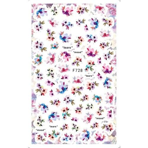 10PCS 3D Color Flower Nail Sticker English Letter Leaf Self-adhesive Nail Art Decoration Decal