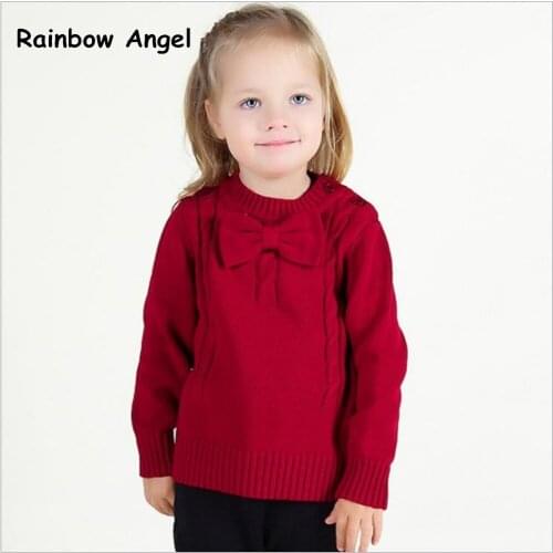 2019 Spring Autumn Winter Children Clothing Baby Girls Sweaters Long Sleeve Bow Pullover Cotton Knitted Sweaters For Girls