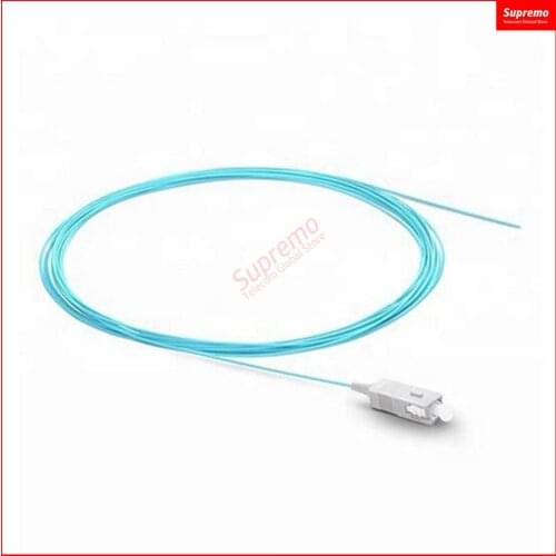 Free Shipping 0.9mm Simplex PVC 10 Gigabit Multimode OM3 SC UPC Fiber Optic Pigtail 50 pieces
