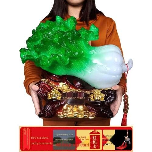 Large jade cabbage ornaments lucky home decor wine cabinet porch living room decoration