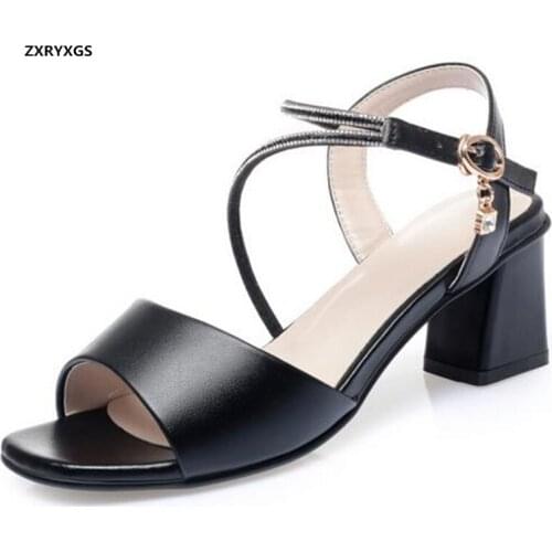Promotional Rhinestones cowhide leather sandals woman shoes high heel sandals 2020 plus size open toe shoe summer women sandals