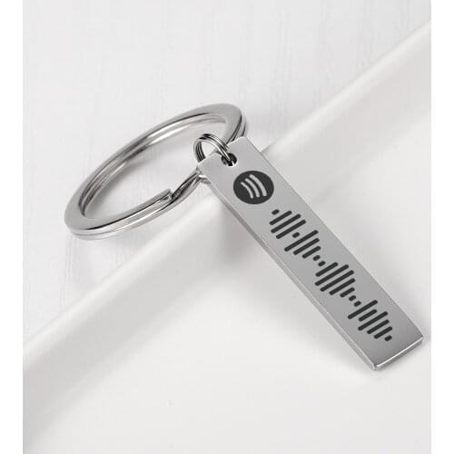 Personalized Music Scan Code Keychain For Women Stainless Steel Keyring Custom Laser Engrave Men Jewelry