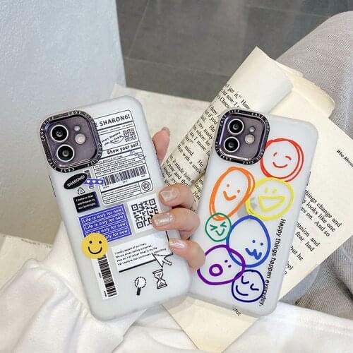 Smiley Expression Poster Style Lens Protection Bumper Cover Phone Case For iPhone 12 Pro Max Mini XS 11 Pro Max X XR 8 7 Plus