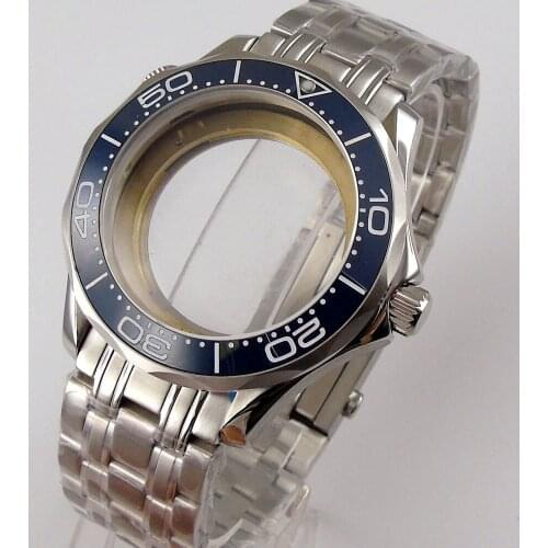 41mm blue Rotating Watch Case Ceremic Bezel Fit for MIYOTA 8215 NH35 NH36 Automatic Movement