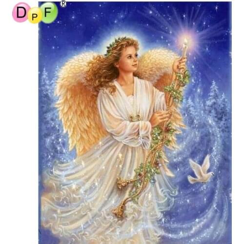 DPF 5D DIY full square diamond embroidery angel candle diamond painting cross stitch mosaic painting decoration gift