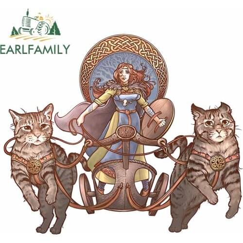 EARLFAMILY 13cm x 11cm For Freya Driving Her Cat Personality Creative Car Stickers Laptop Decals Anime 3D Occlusion Scratch
