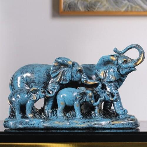 EUROPEAN LUCKY ELEPHANT ART SCULPTURE ANIMALS ELEPHANT FIGURINE RESIN CRAFTS DESKTOP DECORATIONS FOR HOME WEDDING GIFT R3610