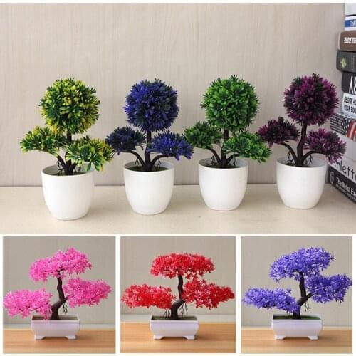 Artificial Plants Potted Bonsai Green Small Tree Plants Fake Flowers Potted Ornaments for Home Garden Decor Party Hotel Decor