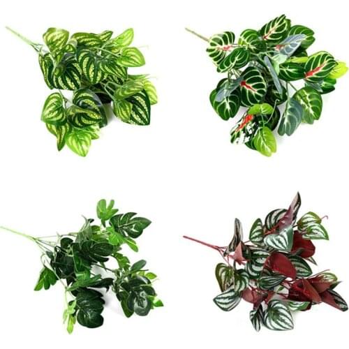 Fake Plants Fern Grass Wedding Wall Outdoor Decor Green Simulation Leaf Artificial Flowers Plastic Plant For Home Garden Decor