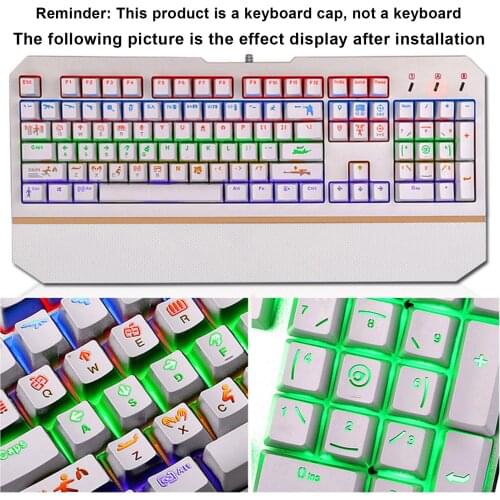 104Pcs White Backlight Wear-resistant Key Caps Replacement Keyboard Accessory