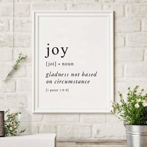 Joy Definition Print Fruit of the Spirit Bible Verse Quote Modern Wall Art Canvas Painting Galatians Poster Home Wall Decor