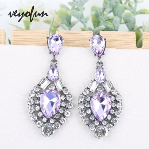 Veyofun Classic Crystal Drop Earrings Luxury Bridal Party Dangle Earrings Fashion Jewelry for Women Gift New