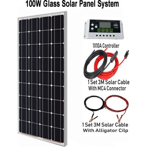 Aluminum Frame Solar Panel Kit 200W Photovoltaic Panel 100W Monocrystalline Cell 12V 24V Battery Home Car Boat Yacht