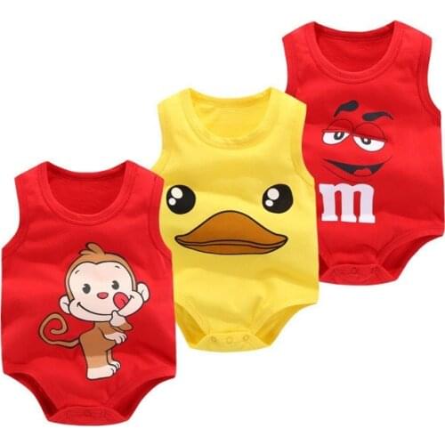 Baby Boy Summer Bodysuit Twin Clothes Boy And Girl Newborn Sleeveless Cotton Jumpsuit Toddler Kid Onesie Infant Clothing