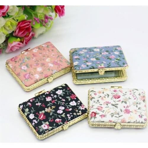 1pc Mini Makeup Compact Pocket Floral Mirror Portable Two-side Folding Make Up Mirror Women Vintage Cosmetic Mirrors For Gift
