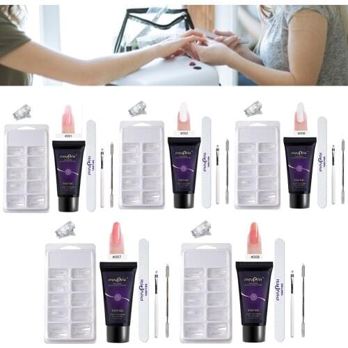 Nail Art Kit Painless Extension Manicure Set 100 Nail-shaped Chess Box,Clip,Phototherapy Color Palette,Quick-drying Solution