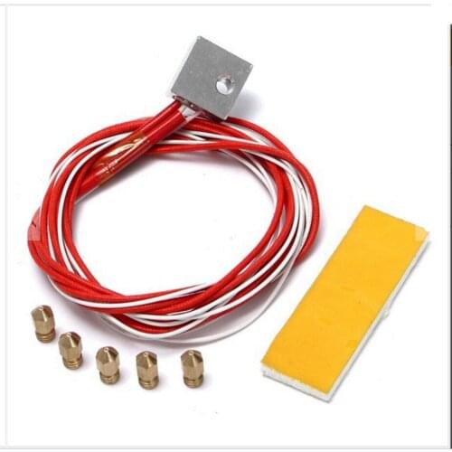 DuoWeiSi 3D Printer Parts 3D Printer Heating Aluminum Block Thermistor With 0.4mm Nozzle Kit For MK8 Extruder