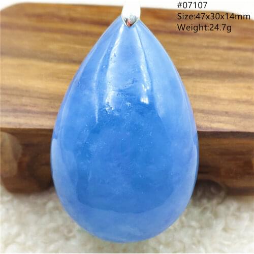 Genuine Natural Blue Aquamarine Pendant For Women Men New Oval Clear Beads Crystal Necklace Pendant AAAAA