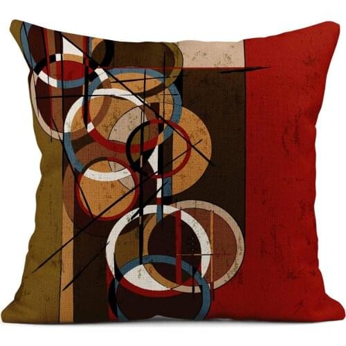 Throw Pillow Covers Red Oil Abstract Circle Retro Vintage Paint Strokes and Splashes Brown Modern Canvas Linen Cushion Cases