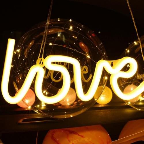Love Design LED Neon Sign Night Light Strap Wedding Party Decoration Neon Lamp Valentines Day Bedroom Home Decor Night Lamp Gift