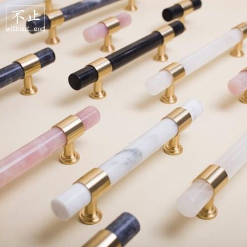 Nordic crystal marble furniture handle cabinet cabinet door light luxury high grade furniture Brass Drawer Handle