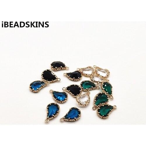 New arrival! 19x12mm 50pcs Copper with Glass drop-shape charm for earrings accessories,Earring parts,jewelry making DIY