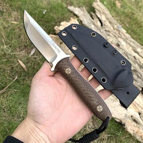 New TUNAFIRE D2 Steel Fixed Knife High-end Micarta Camping Hiking Outdoor Equipment Outdoor Tactical Combat EDC Tool