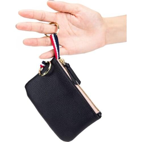 Wholesale Price Simple Leather Money Bag Multifunction Slim Women Small Keychain Coin Purse Wallet