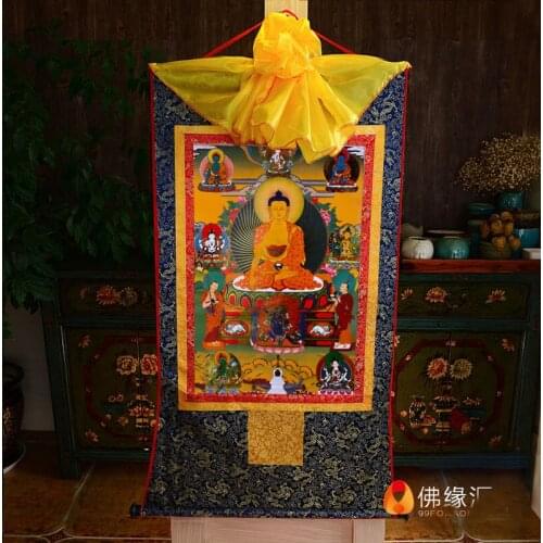 Wholesale Buddhist supplies--120CM large --HOME ART Tibetan Buddhism Sakyamuni Buddha Pure Elysian Thang-ga Thangka art