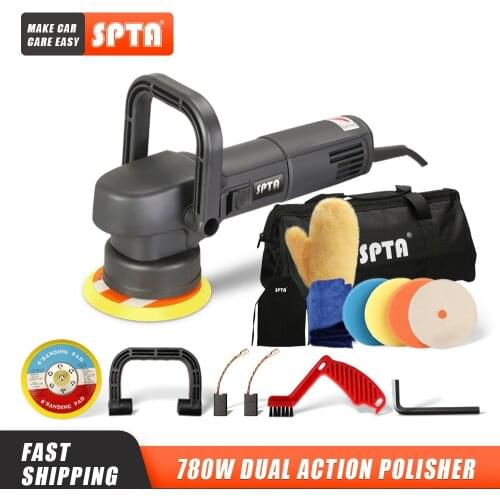 SPTA 5inch Dual Action Polisher 8mm Random Orbit Professional Polishing Machine 780W Electric Buffing Polisher Car Beauty Tools