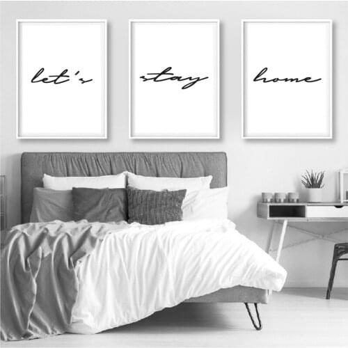 Lets Stay Home Print Bedroom Minimalist Wall Art Canvas Painting Pictures Scandinavian Style Posters Home Rustic Wall Decor