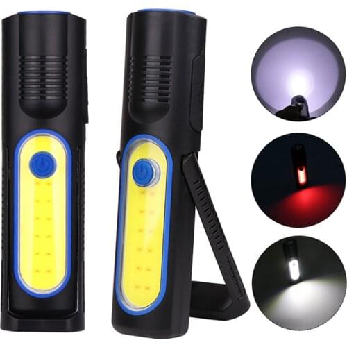 Work Light COB LED Flashlight Adjustable Inspection Lamp Magnetic Hand Torch USB Rechargeable Camping Lantern Hook Magnet Tools
