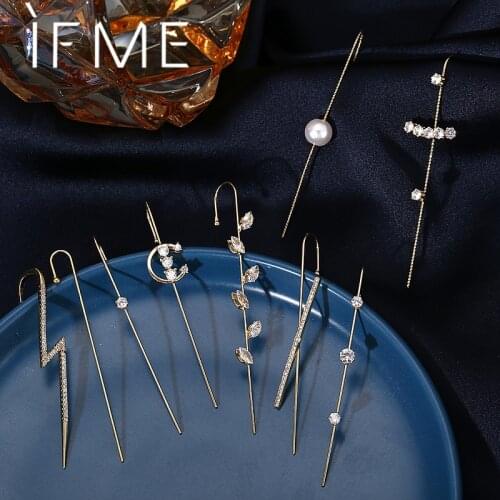 IF ME Charms Gorgeous Ear Wrap Crawler Hook Earring Crystal Stud Earrings for Woman Cubic Zirconia Piercing Earrings Jewelry New