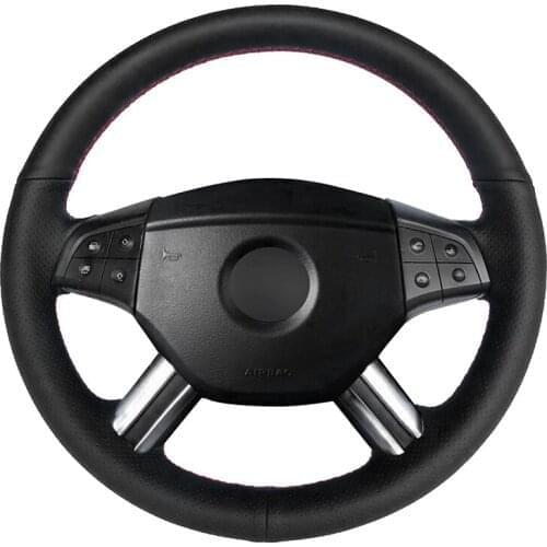 Hand-stitched Black Artificial Leather Car Steering Wheel Cover for Mercedes-Benz W164 M-Class ML350 ML500 2005 2006 X164