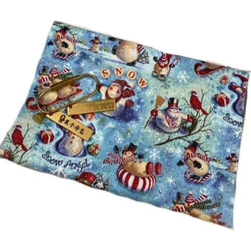 Viaphil 100% Cotton Fabric Brand New Silver Stamping Glitter Christmas Snowman Printed Sewing Cloth Dress Clothing Textile