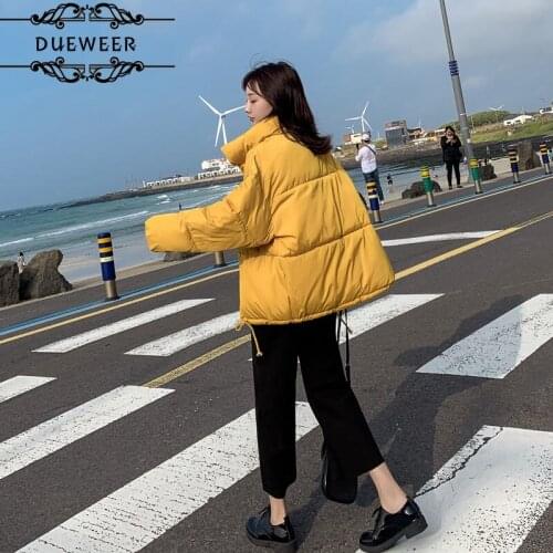 Short Parkas Womens Puffer-coats Women Winter Stand-collar Coverd-button Korean Style Solid Trendy Leisure Simple Plus Size 3XL