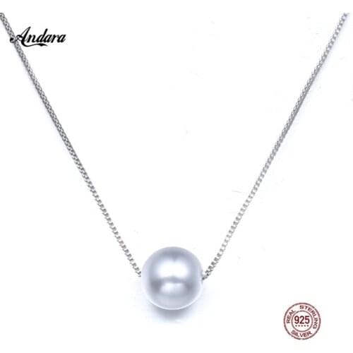ANDARA 100% 925 Sterling Silver New Design Pearl Necklaces & Pendants For Womens Fine Jewelry Necklac