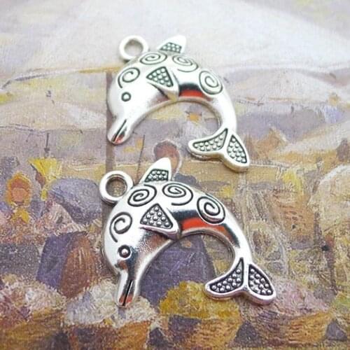 10 PCS/Lot 31mm*22mm Pendant Antique Silver Color Fish Charms For DIY Jewelry Making Handmade Craft