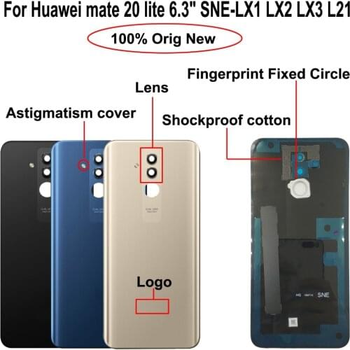 100% Orig New For Huawei mate 20 lite 6.3" SNE-LX1 LX2 LX3 L21 Rear Back Door Housing Battery Door Cover