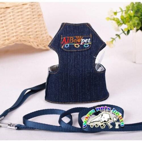 12PCS Adjustable Soft Breathable Dog Harness Jean Vest Harness for Dogs Puppy Collar Cat Pet Dog Chest Strap Leash Wholesale