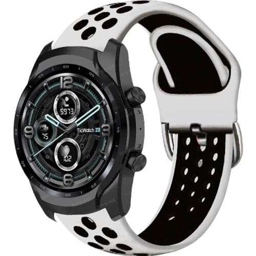 20MM 22MM Strap For Ticwatch Pro 2020/Pro 3 GPS/E2/S2 Smart Watch Band Silicon Straps For TicWatch E Tic Watch 2 C2 Black Correa