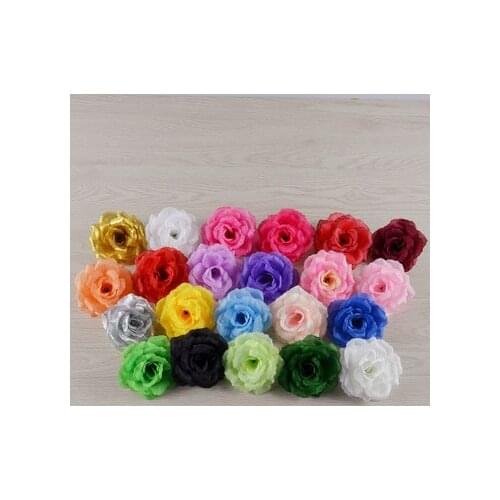 300PCS 22Colors 8CM Fabric Artificial Rose Silk Flower Heads DIY Accessories Wedding Arch Wall Flower Vine Bouquet Decoration