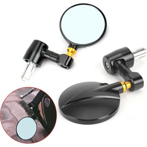 7/8'' 22mm Motorcycle Rearview Rear View Side Round Mirror Handle Bar End Universal Accessories