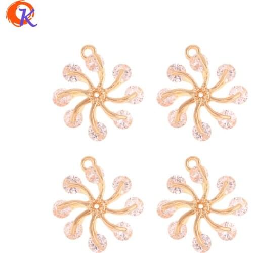 Cordial Design 30Pcs 16*18MM Jewelry Accessories/CZ Charms/Flower Shape/Genuine Gold Plating/DIY Part/Hand Made/Earring Findings