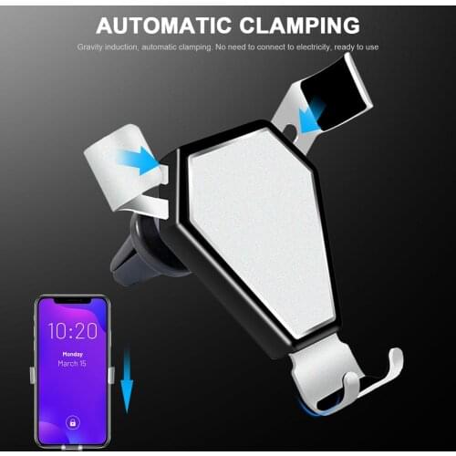 Car Phone Holder Air Vent Alloy Gravity Clip Mount No Magnetic Holder Multi Function Vehicle Navigation Accessory